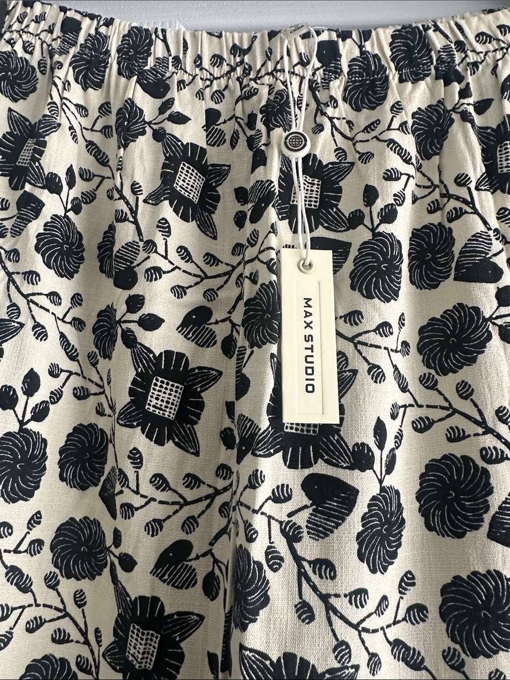 Max Studio Cream and Black Floral Tiered Maxi Skirt - Picture 2 of 3